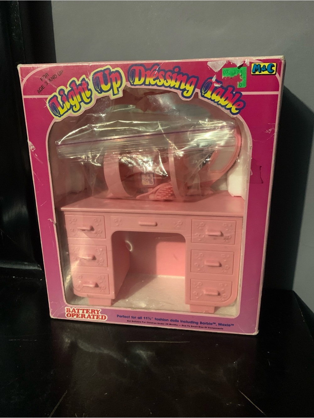 Vintage M&C Furniture Light Up Vanity Dresser Table W/ Accessories Barbie